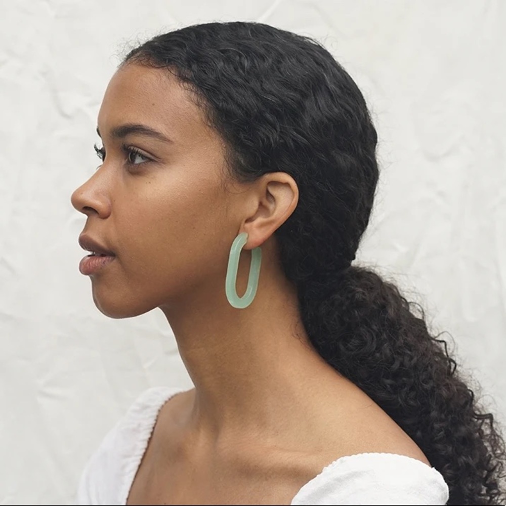Oval Shaped Hoops (Sea Foam) by Baleen